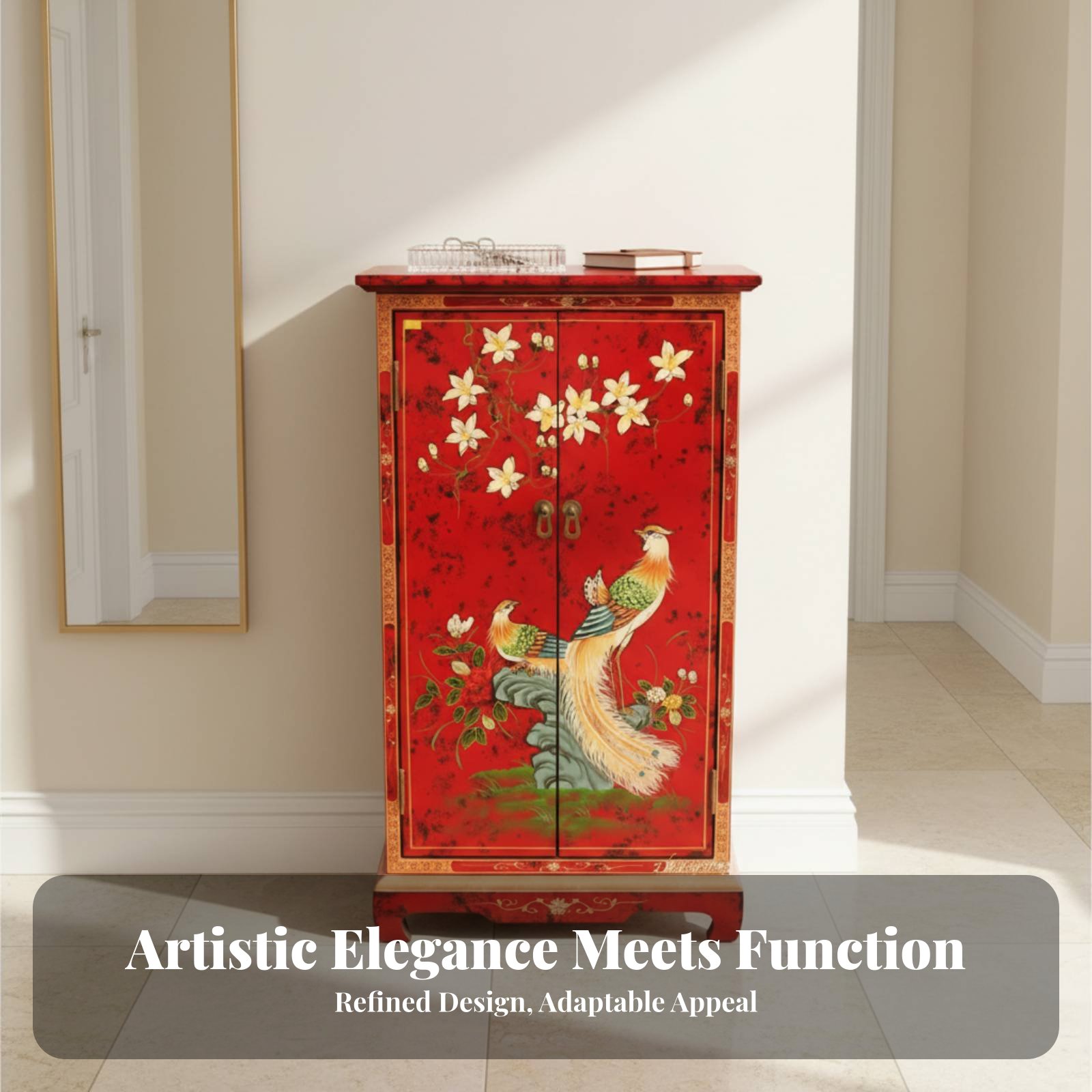 Interior Designer - Hand-Painted 2-Door Cabinet European Aesthetic Sideboard