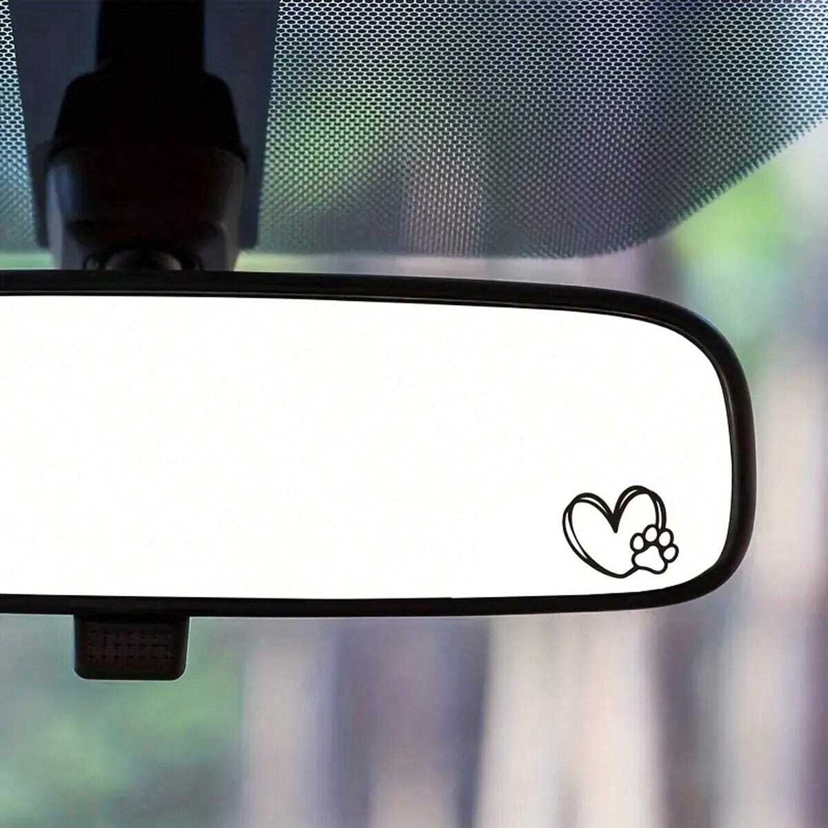 Interior Design Journal - 2pcs Heart Paw Print Rearview Mirror